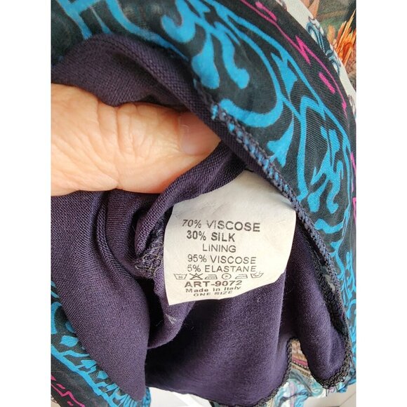 Beyond Capri OS Blue Silk Sleeveless cape blouse - Picture 3 of 5